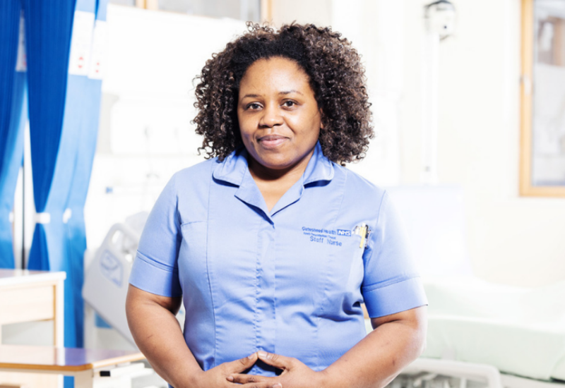 Find a new job and join Team Gateshead, image of nurse on the ward in the QE Hospital